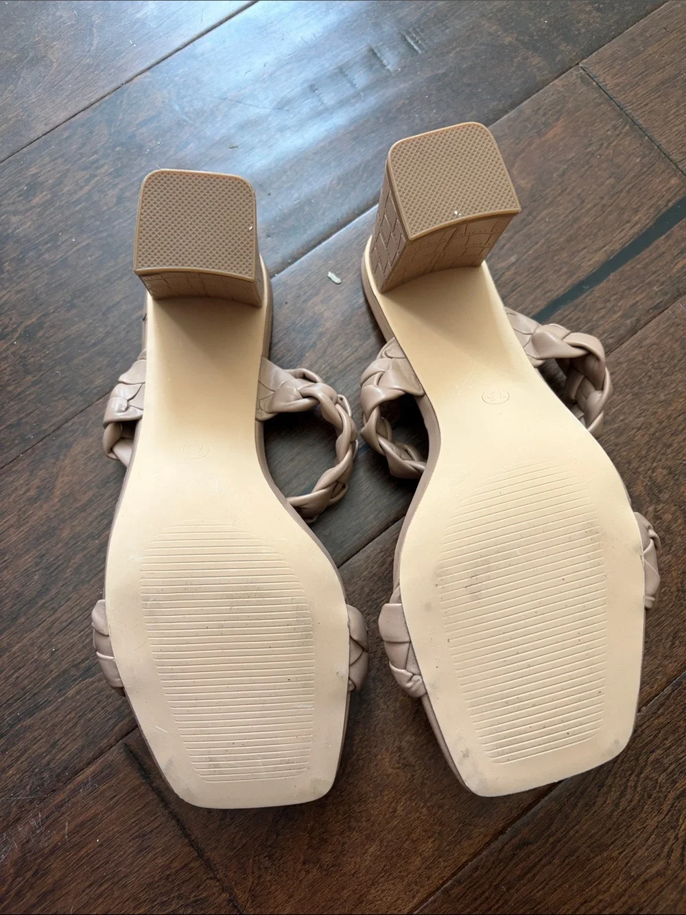 Braided Double-Strap Slide Sandal in Taupe